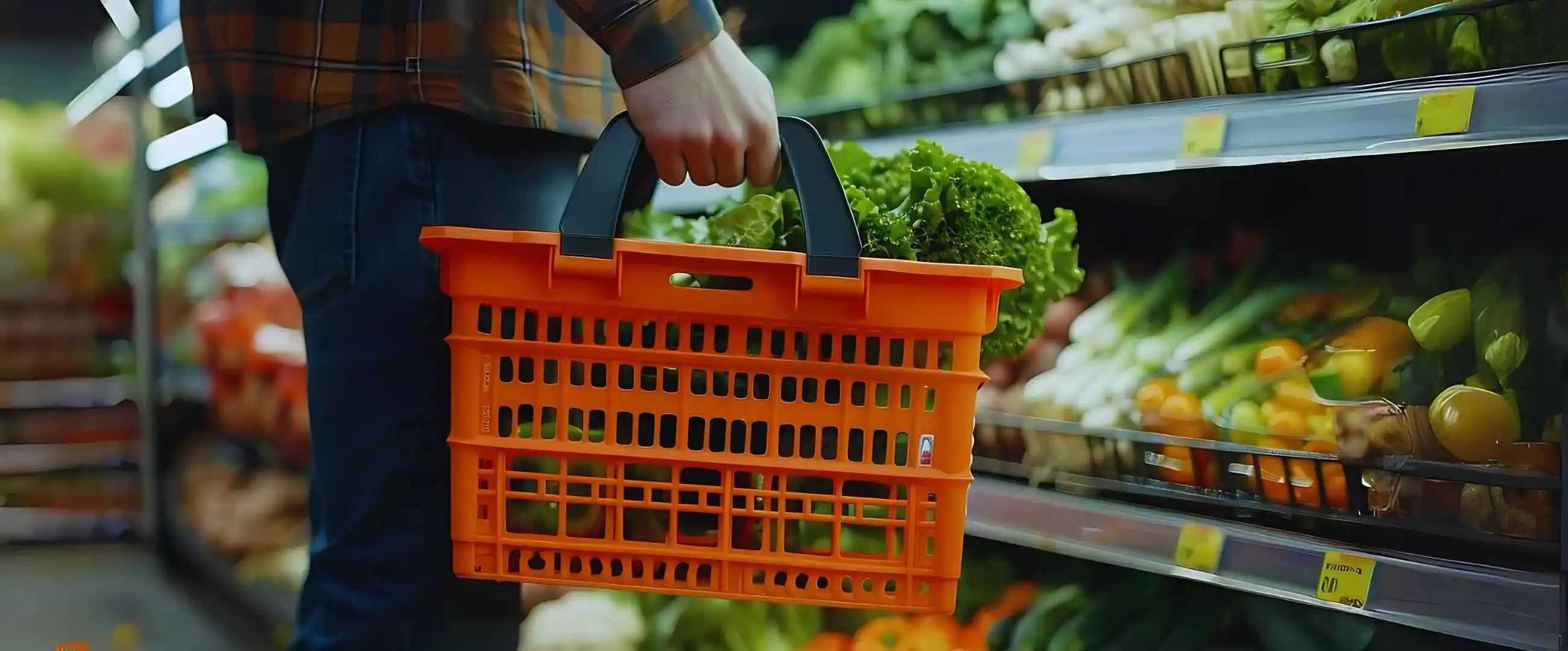 Fruits and vegetables lay on the bag